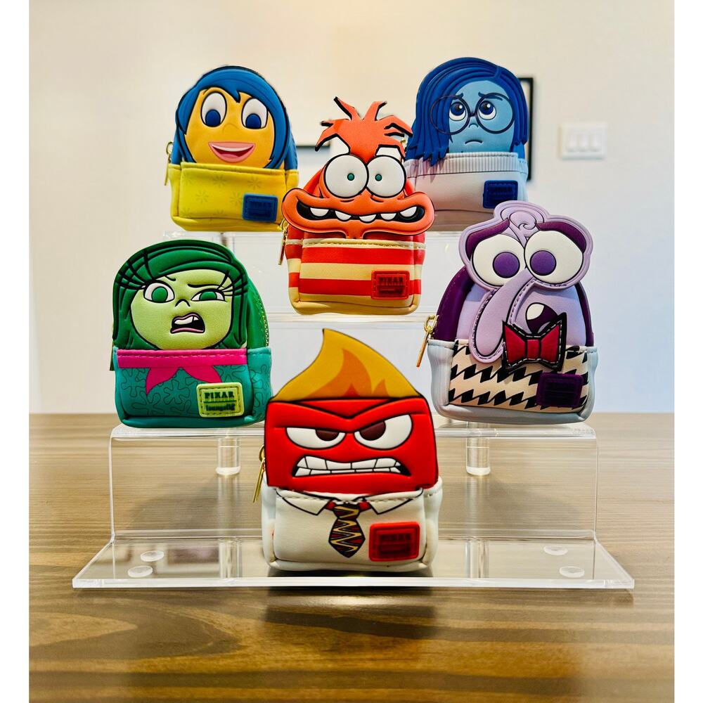 Loungefly Disney Pixar Inside Out Mini Backpack Bag Charm Full Set of 6 NWT